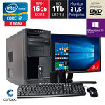 Ficha técnica e caractérísticas do produto Computador + Monitor 21,5’’ Intel Core I7 16gb Hd 1tb Dvd com Windows 10 Pro Certo Pc Desempenho 957