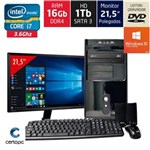 Ficha técnica e caractérísticas do produto Computador + Monitor 21.5" Intel Core I7 16GB HD 1TB DVD com Windows 10 SL Certo PC Desempenho 956