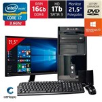 Ficha técnica e caractérísticas do produto Computador + Monitor 21,5 Intel Core I7 16GB HD 1TB DVD com Windows 10 SL Certo PC Desempenho 956