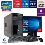 Computador + Monitor 21,5’’ Intel Core I7 16gb Hd 2tb Dvd com Windows 10 Pro Certo Pc Desempenho 960