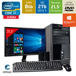 Ficha técnica e caractérísticas do produto Computador + Monitor 21,5’’ Intel Core I7 8gb Hd 2tb Dvd com Windows 10 Sl Certo Pc Desempenho 950