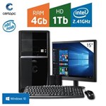 Ficha técnica e caractérísticas do produto Computador + Monitor 15' Intel Dual Core 2.41GHz 4GB HD 1TB com Windows 10 Certo PC FIT 1039