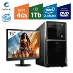 Ficha técnica e caractérísticas do produto Computador + Monitor 15 Intel Dual Core 2.41GHz 4GB HD 1TB DVD Certo PC FIT 034
