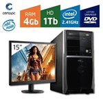 Ficha técnica e caractérísticas do produto Computador + Monitor 15' Intel Dual Core 2.41GHz 4GB HD 1TB DVD Certo PC FIT 1034