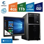 Ficha técnica e caractérísticas do produto Computador + Monitor 15 Intel Dual Core 2.41GHz 4GB HD 1TB DVD com Windows 10 Certo PC FIT 038