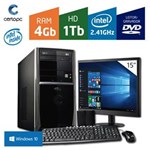 Ficha técnica e caractérísticas do produto Computador + Monitor 15' Intel Dual Core 2.41GHz 4GB HD 1TB DVD com Windows 10 Certo PC FIT 1040