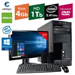 Computador + Monitor 15 Intel Dual Core 2.41ghz 4gb Hd 1tb Dvd com Windows 10 Pro Certo Pc Fit 106