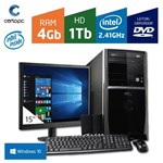 Ficha técnica e caractérísticas do produto Computador + Monitor 15 Intel Dual Core 2.41ghz 4gb Hd 1tb Dvd com Windows 10 Pro Certo Pc Fit 103