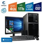 Ficha técnica e caractérísticas do produto Computador + Monitor 15' Intel Dual Core 2.41GHz 4GB HD 1TB DVD com Windows 10 PRO Certo PC FIT 1103