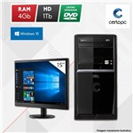 Ficha técnica e caractérísticas do produto Computador + Monitor 15” Intel Dual Core 2.41GHz 4GB HD 1TB DVD Windows 10 SL Certo PC Fit 1038