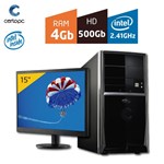 Ficha técnica e caractérísticas do produto Computador + Monitor 15'' Intel Dual Core 2.41GHz 4GB HD 500GB Certo PC Fit 009