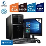 Ficha técnica e caractérísticas do produto Computador + Monitor 15'' Intel Dual Core 2.41GHz 4GB HD 500GB DVD com Windows 10 Certo PC FIT 016