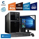 Ficha técnica e caractérísticas do produto Computador + Monitor 15' Intel Dual Core 2.41GHz 4GB HD 500GB DVD com Windows 10 Certo PC FIT 1016