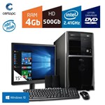 Ficha técnica e caractérísticas do produto Computador + Monitor 15'' Intel Dual Core 2.41GHz 4GB HD 500GB DVD Windows 10 PRO Certo PC FIT 098