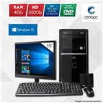 Computador + Monitor 15” Intel Dual Core 2.41GHz 4GB HD 500GB DVD Windows 10 PRO Certo PC Fit 1098