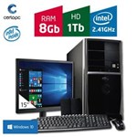 Ficha técnica e caractérísticas do produto Computador + Monitor 15' Intel Dual Core 2.41GHz 8GB HD 1TB com Windows 10 PRO Certo PC FIT 1111