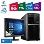 Ficha técnica e caractérísticas do produto Computador + Monitor 15`` Intel Dual Core 2.41GHz 8GB HD 1TB DVD com Windows 10 Certo PC FIT 086