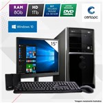 Ficha técnica e caractérísticas do produto Computador + Monitor 15” Intel Dual Core 2.41GHz 8GB HD 1TB DVD Windows 10 SL Certo PC Fit 1088