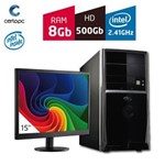 Ficha técnica e caractérísticas do produto Computador + Monitor 15' Intel Dual Core 2.41GHz 8GB HD 500 GB Certo PC FIT 1057