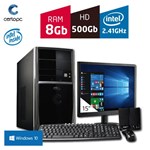 Ficha técnica e caractérísticas do produto Computador + Monitor 15'' Intel Dual Core 2.41GHz 8GB HD 500 GB com Windows 10 Certo PC FIT 063