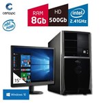 Ficha técnica e caractérísticas do produto Computador + Monitor 15' Intel Dual Core 2.41GHz 8GB HD 500 GB com Windows 10 Certo PC FIT 1061