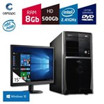 Ficha técnica e caractérísticas do produto Computador + Monitor 15' Intel Dual Core 2.41GHz 8GB HD 500 GB DVD com Windows 10 Certo PC FIT 1062