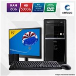 Ficha técnica e caractérísticas do produto Computador + Monitor 15” Intel Dual Core 2.41GHz 8GB HD 500GB DVD Certo PC Fit 1060