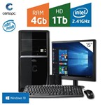Ficha técnica e caractérísticas do produto Computador + Monitor 15'' Intel Dual Core 2.41GHz 4GB HD 1TB com Windows 10 Certo PC FIT 039
