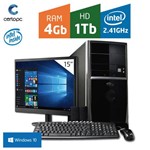 Computador + Monitor 15'' Intel Dual Core 2.41GHz 4GB HD 1TB com Windows 10 PRO Certo PC FIT 104
