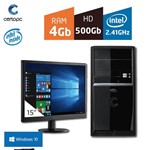 Computador + Monitor 15'' Intel Dual Core 2.41GHz 4GB HD 500GB com Windows 10 Certo PC FIT 1013