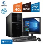 Computador + Monitor 15'' Intel Dual Core 2.41GHz 4GB HD 500GB com Windows 10 Certo PC FIT 1015