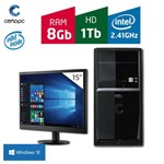 Computador + Monitor 15'' Intel Dual Core 2.41GHz 8GB HD 1TB com Windows 10 Certo PC FIT 1085
