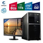 Computador + Monitor 15'' Intel Dual Core 2.41GHz 8GB HD 1TB DVD Certo PC FIT 082