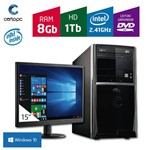 Computador + Monitor 15'' Intel Dual Core 2.41GHz 8GB HD 1TB DVD com Windows 10 Certo PC FIT 1086