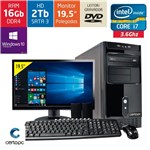 Ficha técnica e caractérísticas do produto Computador + Monitor 19,5 Intel Core I7 16GB HD 2TB DVD com Windows 10 PRO Certo PC Desempenho 942