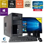Computador + Monitor 19,5’’ Intel Core I7 8gb Hd 1tb Dvd com Windows 10 Pro Certo Pc Desempenho 930