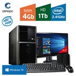Computador + Monitor 19,5'' Intel Dual Core 2.41GHz 4GB HD 1TB com Windows 10 Certo PC FIT 1047