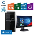 Computador + Monitor 19,5'' Intel Dual Core 2.41GHz 4GB HD 1TB DVD com Windows 10 Certo PC FIT 1046