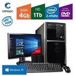 Computador + Monitor 19,5'' Intel Dual Core 2.41GHz 4GB HD 1TB DVD com Windows 10 Certo PC FIT 1048