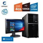 Computador + Monitor 19,5'' Intel Dual Core 2.41GHz 4GB HD 500GB com Windows 10 PRO Certo PC FIT 1100