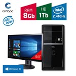 Computador + Monitor 19,5'' Intel Dual Core 2.41GHz 8GB HD 1TB com Windows 10 Certo PC FIT 1093