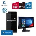 Computador + Monitor 19,5'' Intel Dual Core 2.41GHz 8GB HD 500 GB com Windows 10 Certo PC FIT 1069