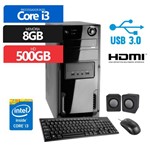 Ficha técnica e caractérísticas do produto Computador Premium Business Intel Core I3 8gb 500gb Hdmi Usb 3.0 Kit (mou,tec,caixa) - Premium