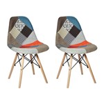 Ficha técnica e caractérísticas do produto Conjunto 02 Cadeiras Charles Eames Eiffel Sem Braços Patchwork