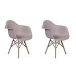 Ficha técnica e caractérísticas do produto Conjunto 02 Cadeiras Charles Eames Wood Daw com Braços Design - Nude