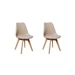 Ficha técnica e caractérísticas do produto Conjunto 02 Cadeiras Eames Wood Leda Design - Nude