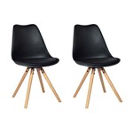 Ficha técnica e caractérísticas do produto Conjunto 02 Cadeiras Wood Ligia Design - Preta