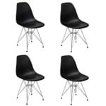 Ficha técnica e caractérísticas do produto Conjunto 04 Cadeiras Charles Eames Eiffel Base Metal Design - Preta
