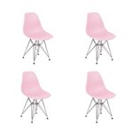 Ficha técnica e caractérísticas do produto Conjunto 04 Cadeiras Charles Eames Eiffel Base Metal Design - Rosa