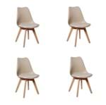 Ficha técnica e caractérísticas do produto Conjunto 04 Cadeiras Eames Wood Leda Design - Nude